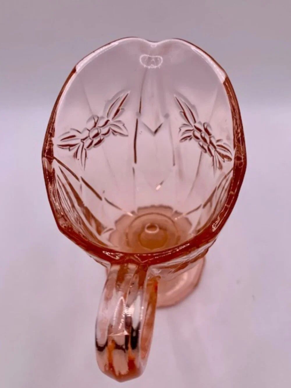 German Pressed Glass PINK Creamer Pitcher